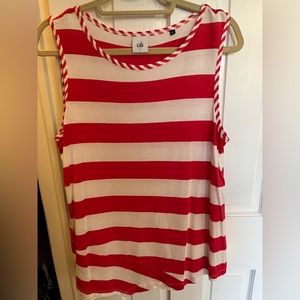 Cabi red and white striped sleeveless top, size L. Never worn!